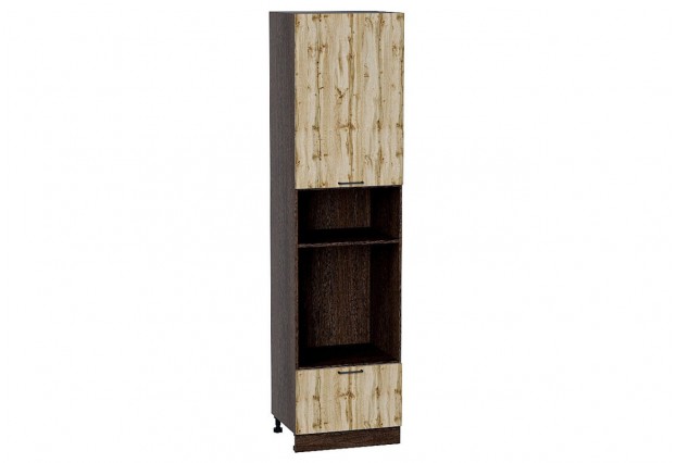 Шкаф пенал с 1-ой дверцей и ящиком под технику Флэт Wotan Oak 2S / Graphite 60 х 57,4 х 233,6 см