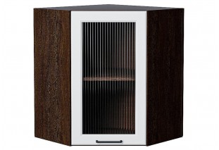 Шкаф верхний угловой остекленный Барселона Белый / Graphite 60 х 60,6 х 71,6 см