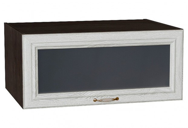 Шкаф верхний горизонтальный остекленный глубокий Шале White Dreamline / Graphite 80 х 57,6 х 35,8 см