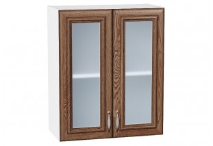 Шкаф верхний с 2-мя остекленными дверцами Шале Brown Dreamline / Белый 60 х 32 х 71,6 см
