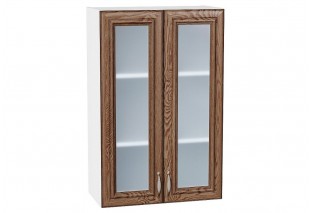 Шкаф верхний с 2-мя остекленными дверцами Шале Brown Dreamline / Белый 60 х 32 х 92 см