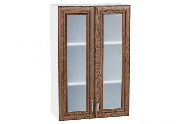 Шкаф верхний с 2-мя остекленными дверцами Шале Brown Dreamline / Белый 60 х 32 х 92 см