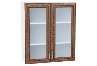 Шкаф верхний с 2-мя остекленными дверцами Шале Brown Dreamline / Белый 80 х 30,2 х 92 см