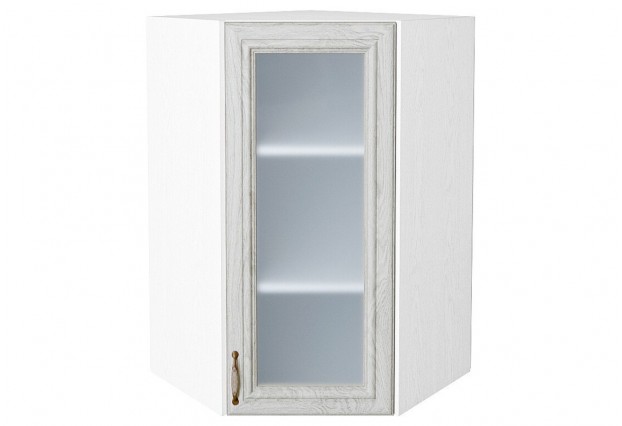 Шкаф верхний угловой остекленный Шале White Dreamline / Белый 60 х 60 х 92 см
