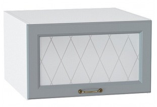 Шкаф верхний горизонтальный остекленный глубокий Ницца Графит / Белый 60 х 57,4 х 35,8 см