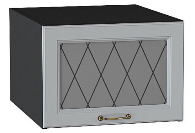 Шкаф верхний горизонтальный остекленный глубокий Ницца Графит / Graphite 50 х 57,4 х 35,8 см