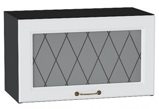 Шкаф верхний горизонтальный остекленный Ницца Белый / Graphite 60 х 31,8 х 35,8 см