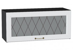 Шкаф верхний горизонтальный остекленный Ницца Белый / Graphite 80 х 31,8 х 35,8 см