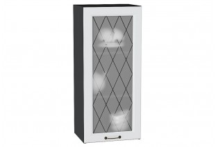 Шкаф верхний с 1-ой остекленной дверцей Ницца Белый / Graphite 40 х 31,8 х 92 см