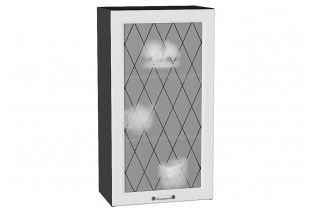 Шкаф верхний с 1-ой остекленной дверцей Ницца Белый / Graphite 50 х 31,8 х 92 см