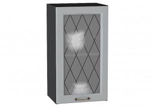 Шкаф верхний с 1-ой остекленной дверцей Ницца Графит / Graphite 40 х 31,8 х 71,6 см