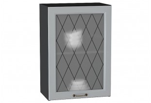Шкаф верхний с 1-ой остекленной дверцей Ницца Графит / Graphite 50 х 31,8 х 71,6 см