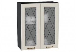 Шкаф верхний с 2-мя остекленными дверцами Ницца Агат / Graphite 60 х 31,8 х 71,6 см
