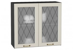 Шкаф верхний с 2-мя остекленными дверцами Ницца Агат / Graphite 80 х 31,8 х 71,6 см