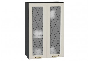 Шкаф верхний с 2-мя остекленными дверцами Ницца Агат / Graphite 60 х 31,8 х 92 см