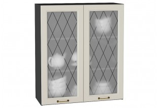Шкаф верхний с 2-мя остекленными дверцами Ницца Агат / Graphite 80 х 31,8 х 92 см
