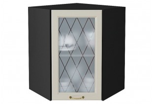 Шкаф верхний угловой остекленный Ницца Агат / Graphite 60 х 60 х 71,6 см