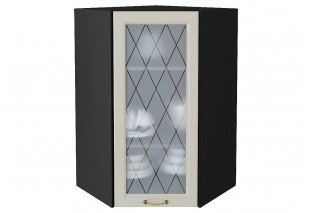 Шкаф верхний угловой остекленный Ницца Агат / Graphite 60 х 60 х 92 см