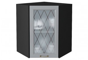 Шкаф верхний угловой остекленный Ницца Графит / Graphite 60 х 60 х 71,6 см