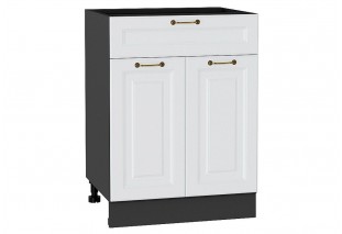 Шкаф нижний с 2-мя дверцами и ящиком Ницца Белый / Graphite 60 х 47,8 х 81,6 см
