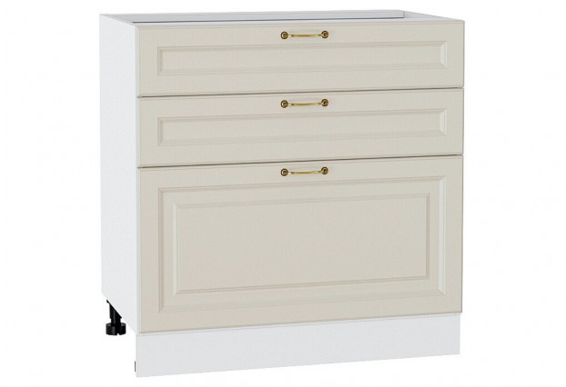 Шкаф нижний с 3-мя ящиками Ницца Агат / Белый 80 х 47,8 х 81,6 см