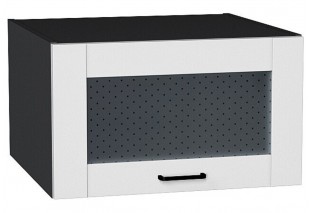 Шкаф верхний горизонтальный остекленный глубокий Лофт Super White / Graphite 60 х 57,6 х 35,8 см