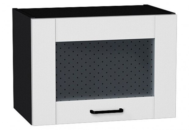 Шкаф верхний горизонтальный остекленный Лофт Super White / Graphite 50 х 32 х 35,8 см
