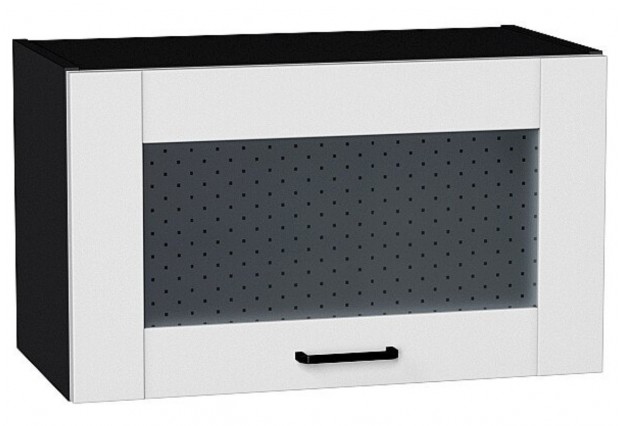 Шкаф верхний горизонтальный остекленный Лофт Super White / Graphite 60 х 32 х 35,8 см
