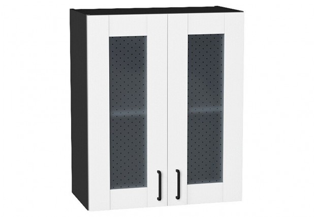 Шкаф верхний с 2-мя остекленными дверцами Лофт Super White / Graphite 60 х 32 х 71,6 см