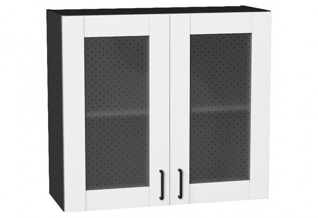 Шкаф верхний с 2-мя остекленными дверцами Лофт Super White / Graphite 80 х 32 х 71,6 см