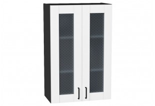 Шкаф верхний с 2-мя остекленными дверцами Лофт Super White / Graphite 60 х 32 х 92 см