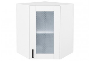 Шкаф верхний угловой остекленный Лофт Super White / Белый 60 х 60 х 71,6 см