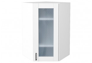 Шкаф верхний угловой остекленный Лофт Super White / Белый 60 х 60 х 92 см