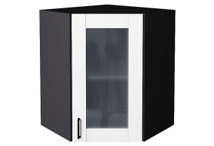 Шкаф верхний угловой остекленный Лофт Super White / Graphite 60 х 60 х 71,6 см
