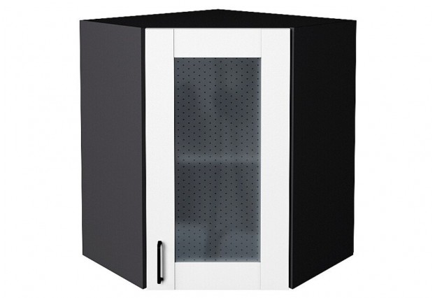 Шкаф верхний угловой остекленный Лофт Super White / Graphite 60 х 60 х 71,6 см
