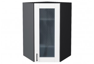 Шкаф верхний угловой остекленный Лофт Super White / Graphite 60 х 60 х 92 см