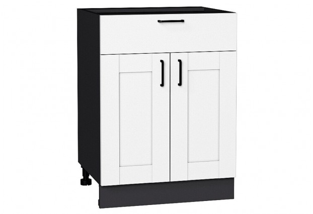 Шкаф нижний с 2-мя дверцами и ящиком Лофт Super White / Graphite 60 х 48 х 81,6 см