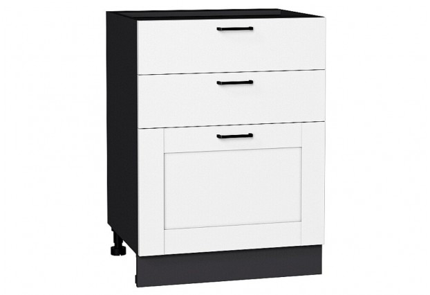 Шкаф нижний с 3-мя ящиками Лофт Super White / Graphite 60 х 48 х 81,6 см