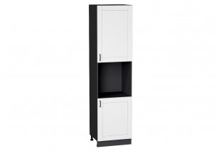 Шкаф пенал с 2-мя дверцами под технику Лофт Super White / Graphite 60 х 57,6 х 233,6 см