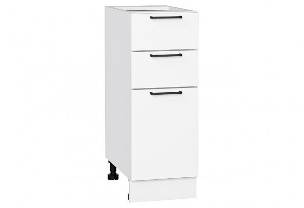 Шкаф нижний с 3-мя ящиками Флэт White In 2S / Белый 30 х 47,8 х 81,6 см