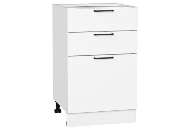 Шкаф нижний с 3-мя ящиками Флэт White In 2S / Белый 50 х 47,8 х 81,6 см
