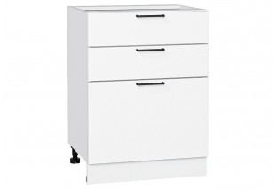 Шкаф нижний с 3-мя ящиками Флэт White In 2S / Белый 60 х 47,8 х 81,6 см