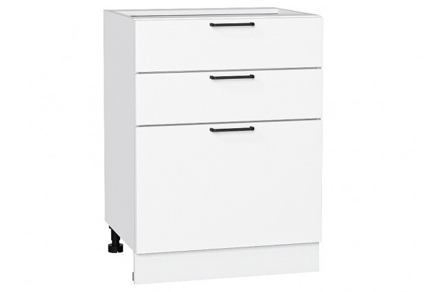 Шкаф нижний с 3-мя ящиками Флэт White In 2S / Белый 60 х 47,8 х 81,6 см