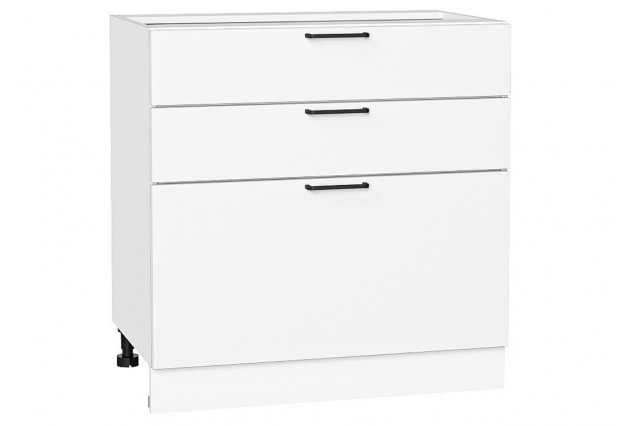 Шкаф нижний с 3-мя ящиками Флэт White In 2S / Белый 80 х 47,8 х 81,6 см