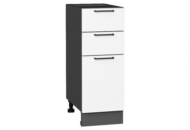 Шкаф нижний с 3-мя ящиками Флэт White In 2S / Graphite 30 х 47,8 х 81,6 см