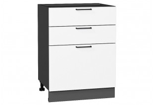 Шкаф нижний с 3-мя ящиками Флэт White In 2S / Graphite 60 х 47,8 х 81,6 см