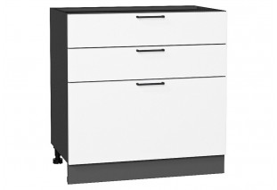 Шкаф нижний с 3-мя ящиками Флэт White In 2S / Graphite 80 х 47,8 х 81,6 см