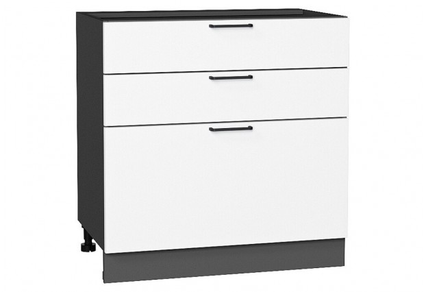 Шкаф нижний с 3-мя ящиками Флэт White In 2S / Graphite 80 х 47,8 х 81,6 см