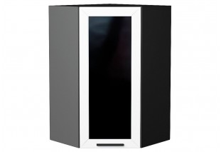 Шкаф верхний угловой остекленный Глетчер Айленд Силк / Graphite 60 х 60 х 92 см