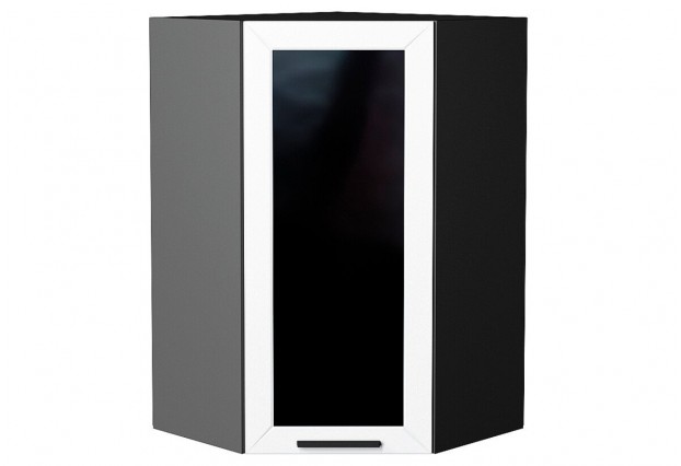 Шкаф верхний угловой остекленный Глетчер Айленд Силк / Graphite 60 х 60 х 92 см